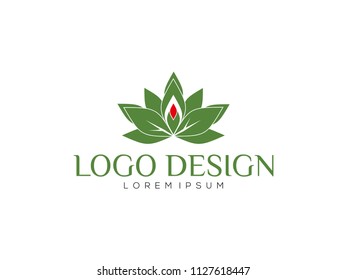 Lotus Flower Logo abstract Beauty Spa salon Cosmetics brand Linear style. Looped Leaves Logotype design vector Luxury Fashion template.