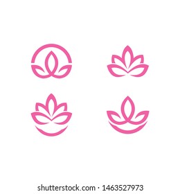 Lotus Flower Logo abstract Beauty Spa salon Cosmetics brand Linear style. Looped Leaves Logotype design vector Luxury Fashion template