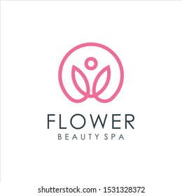 Lotus Flower Logo abstract Beauty Spa salon Cosmetics brand Linear style