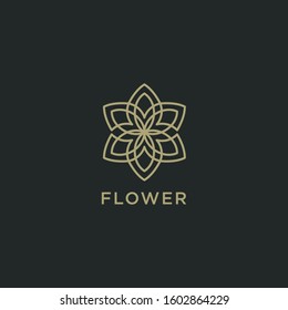 Lotus Flower Logo abstract Beauty Spa salon Cosmetics brand Linear style. Looped Leaves Logotype design vector Luxury Fashion template.