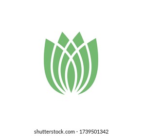 Lotus Flower Logo abstract Beauty Spa salon Cosmetics brand Linear style. Looped Leaves Logotype design vector Luxury Fashion template.
