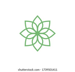 Lotus Flower Logo abstract Beauty Spa salon Cosmetics brand Linear style. Looped Leaves Logotype design vector Luxury Fashion template.