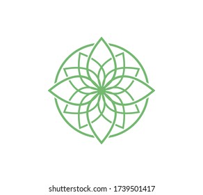 Lotus Flower Logo abstract Beauty Spa salon Cosmetics brand Linear style. Looped Leaves Logotype design vector Luxury Fashion template.