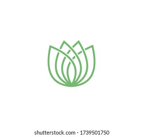 Lotus Flower Logo abstract Beauty Spa salon Cosmetics brand Linear style. Looped Leaves Logotype design vector Luxury Fashion template.