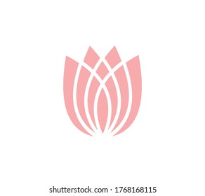 Lotus Flower Logo abstract Beauty Spa salon Cosmetics brand Linear style. Looped Leaves Logotype design vector Luxury Fashion template.