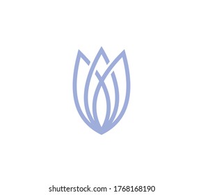 Logotipo Lotus Flor abstracto Salón de belleza Salón Spa Cosméticos marca de estilo lineal. Diseño de Looped Leaves Logotipo vector Planilla de moda de lujo.