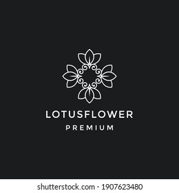 Lotus Flower Logo abstract Beauty Spa salon Cosmetics brand Linear style. in black backround