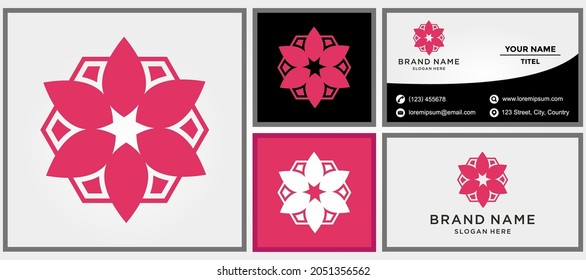 Lotus Flower Logo abstract Beauty Spa salon Cosmetics brand Linear style. Looped Leaves Logotype design vector Luxury Fashion template. busines card