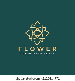 Lotus Flower Logo abstract Beauty Spa salon Cosmetics brand Linear. Looped Leaf Logotype vector design Luxury Fashion Template.