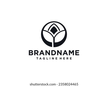 Lotus Flower Logo abstract Beauty Spa salon Cosmetics brand Linear style.