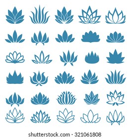 Lotus flower logo assorted icons set. Vector illustration.