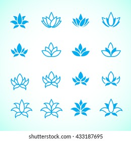 Lotus flower logo assorted icons set. Vector illustration.