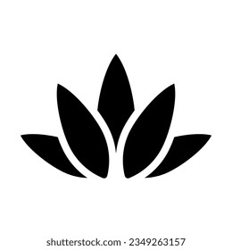 Lotus flower logo. Lotus black silhouette icon. Vector illustration isolated on white background.