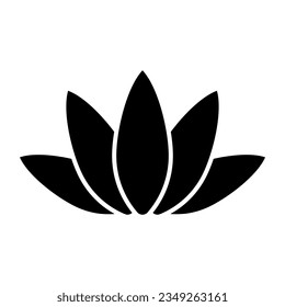 Lotus flower logo. Lotus black silhouette icon. Vector illustration isolated on white background.