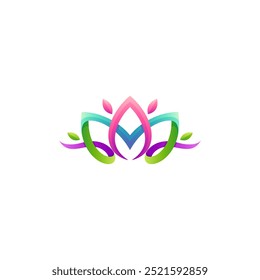 Logotipo de flor de lótus com estilo de design colorido 3d