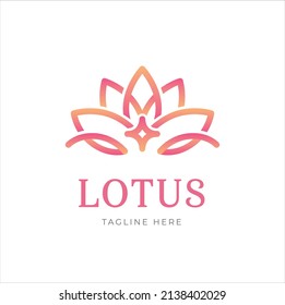 Lotus flower logo design linear style, vector health fashion beauty luxury branding