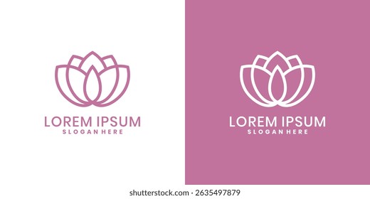 Lotus flower logo design with symmetrical lines and minimalist style