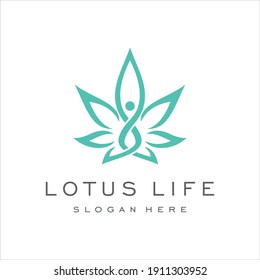 lotus flower logo design template, vector illustration.	