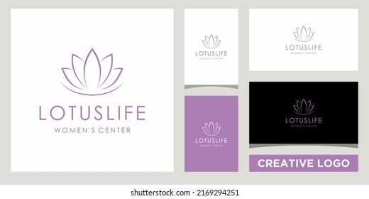 Lotus flower logo design template with business card design