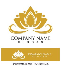 lotus flower logo design template vector illustration