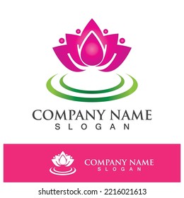 lotus flower logo design template vector illustration