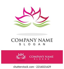 lotus flower logo design template vector illustration