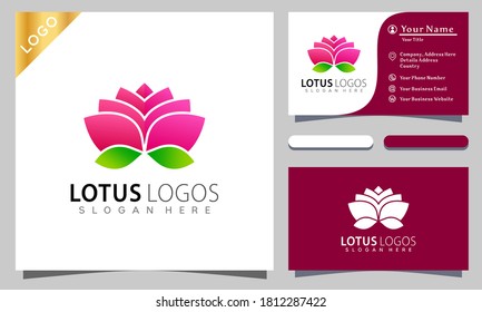 Ilustración vectorial del diseño del logotipo de Lotus Flower, plantilla de tarjetas de empresa elegante y moderna