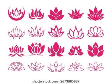 Lotus Flower Logo Element Set