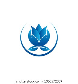Lotus flower logo  lotus flower in hand  lotus flower vector illustration.