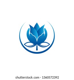 Lotus flower logo  lotus flower in hand  lotus flower vector illustration.