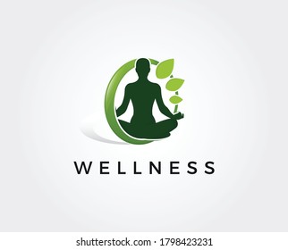 Lotus flower logo with human silhouette