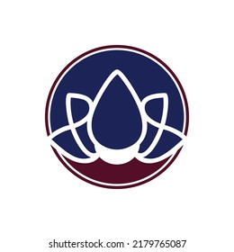 Lotus flower logo icon with circle vector template