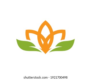 Lotus flower logo leaf vector icon 