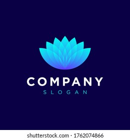 Lotus Flower. Logo Mark with blue color