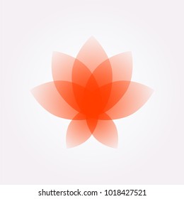 Lotus flower, logo, sign. Vector flat flower icon. Minimalistic image on an isolated background. Lotus for yoga studio, spa. The symbol of yogis. Emblem for the company. Red Rose.