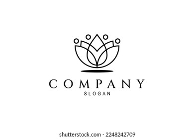 Lotus flower logo in simple linear design style