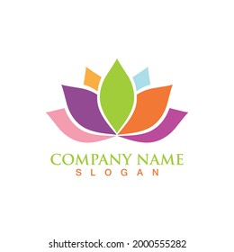 Logotipo de flor de Lotus y vector de símbolos