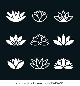 Lotus flower logo template collection, lotus plant modern design. Premium Vector