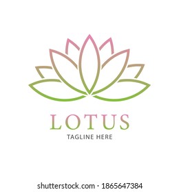 Lotus flower logo template. Sign for Wellness, Spa and Yoga. Vector Illustration
