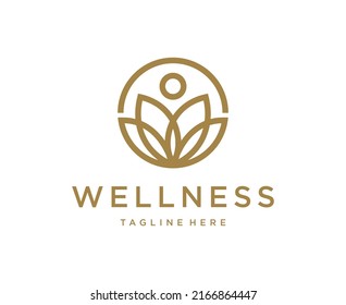 Lotus flower logo vector design.  People Combination. Usable for Nature, Cosmetics, Healthcare, Beauty and wellness Logos