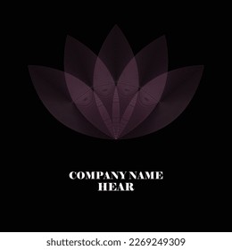 Lotus flower logo. Vector design template of lotus icons on dark and pink background in flat and outline style with golden effect for eco, beauty, spa, yoga, medical companies.