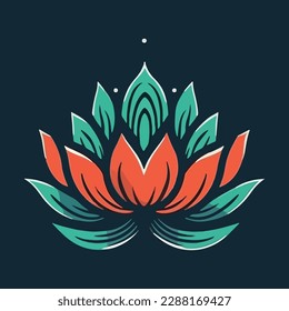 Logo de la flor de Lotus. Plantilla de diseño vectorial de iconos de loto sobre fondo oscuro y rosa en estilo plano y contorno con efecto dorado para eco, belleza, spa, yoga, compañías médicas.