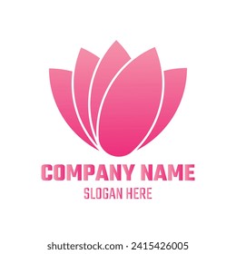 Lotus flower logo. Vector design template of lotus icons on dark and pink background in flat and outline style with golden effect for eco, beauty, spa, yoga, medical companies.