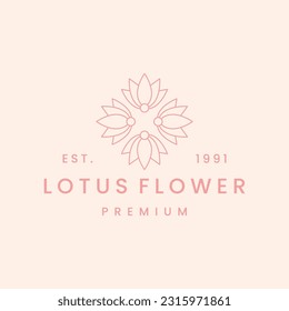 Lotus flower logo vector icon illustration hipster vintage retro .