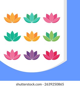 Lotus Flower Logo Vector Set, Abstract Lotus Icons, Floral Design Elements