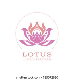 Lotus flower logo. Water lily flower. Vector illustration with beautiful pink lotus flower. Stylized flower in vector for any design