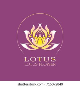 Lotus flower logo. Water lily flower. Vector illustration with beautiful white lotus flower. Stylized flower in vector for any design