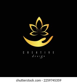 Lotus flower logo wellness beauty spa salon yoga lady meditation design modern minimalist