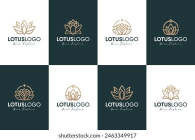 Lotus flower luxury line art logo design