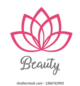 Lotus flower Luxury Logo design vector template Linear style. 